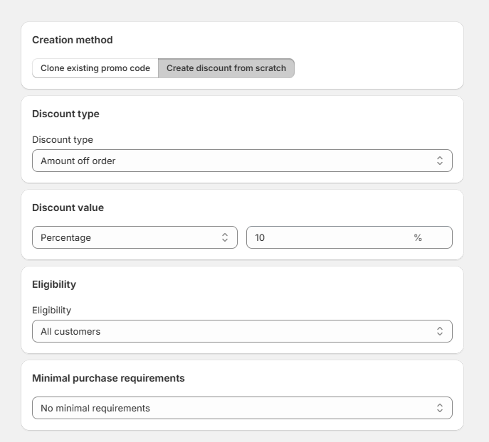 Clone existing Shopify discount campaign and generate new codes
